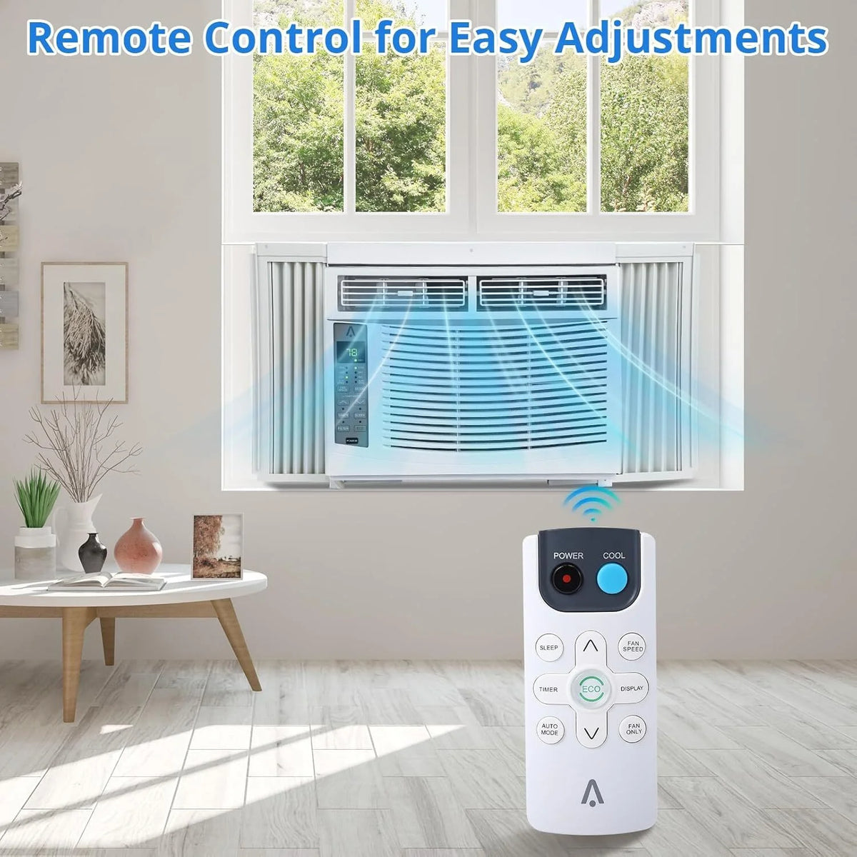 Climatiseur Missky 6000 BTU pour fenêtre, refroidissement efficace, petit climatiseur de fenêtre avec télécommande, refroidit des pièces jusqu’à 250 pi², blanc