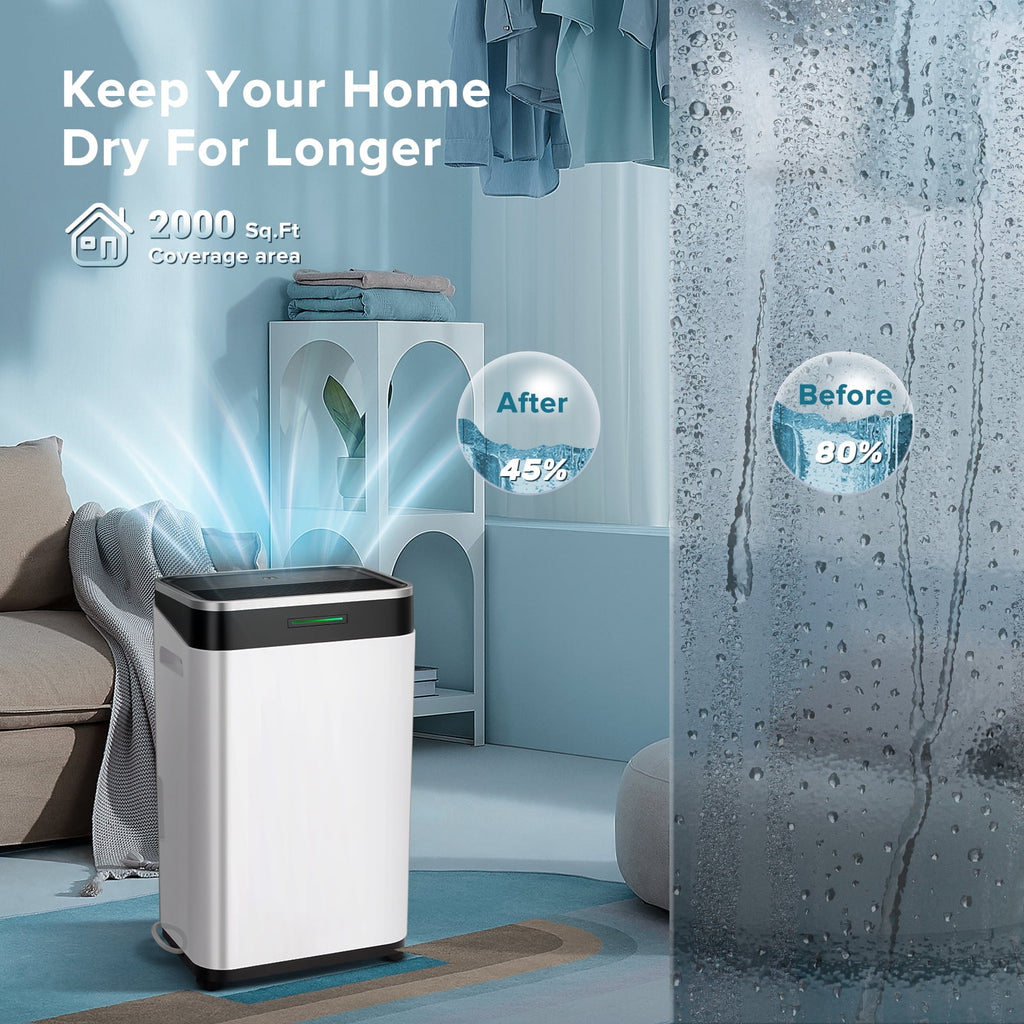 Déshumidificateur KISSAIR de 15 pintes, couverture maximale de 3 000 pi², 3 modes de fonctionnement, minuterie de 24 h, sous-sol/salle de bain/lancerie