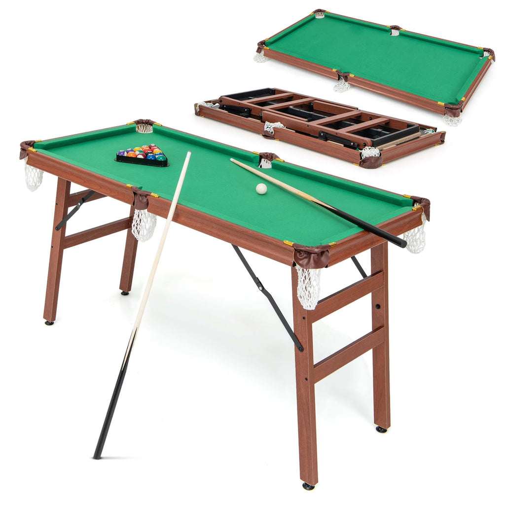 Ensemble de table de billard pliable Costway avec pieds pliables, pieds réglables, 2 queues de billard et 2 craies
