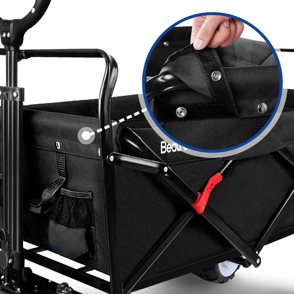 BEAU JARDIN Chariot Pliable de 300 Livres Capacité Chariot de Plage Pliable Robuste Chariot Utilitaire de Courses pour Jardin Sports Achats Extérieur Roues Tout-Terrain Portable Noir
