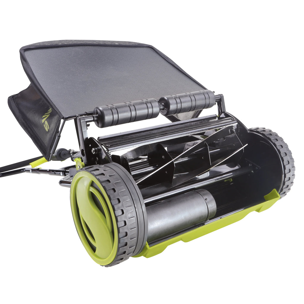 Tondeuse à gazon manuelle sans fil Sun Joe 24 V de 15 pouces, 4 positions, batterie 4,0 Ah et chargeur