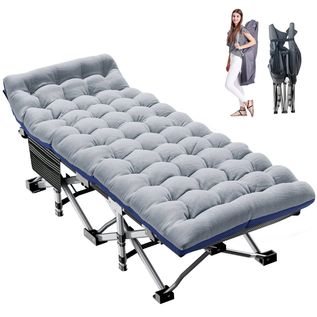Lot de 2 lits pliants Slsy avec matelas réversible de 8,4 cm, lits de camping pliants 75 × 28 avec sac de transport, lits d’appoint portables