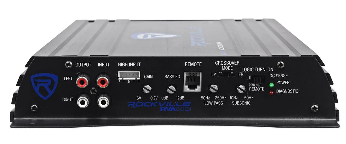 Rockville RV12.2B Enceinte double caisson de basses 12 pouces 1200w+Amplificateur mono+Kit d'amplification