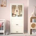 Penderie portable pour enfants Montary avec portes magnétiques et tringle – Meuble de rangement en plastique à 4 casiers pour chambre d'enfant