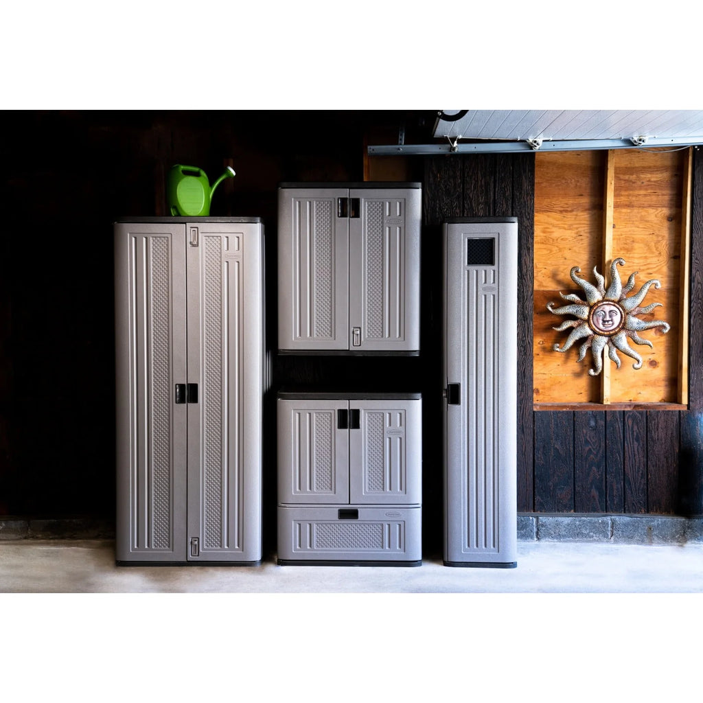 Meuble de rangement à base en résine avec tiroir simple Suncast, Platine Métallisé