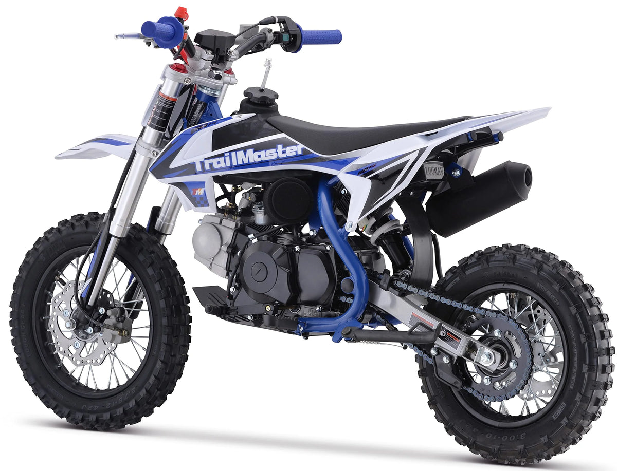 Moto tout-terrain Trailmaster TM15 110 cc semi-automatique à 4 vitesses, hauteur de selle de 24,21 pouces, freins à disque, cadre à double triangulation (rouge)