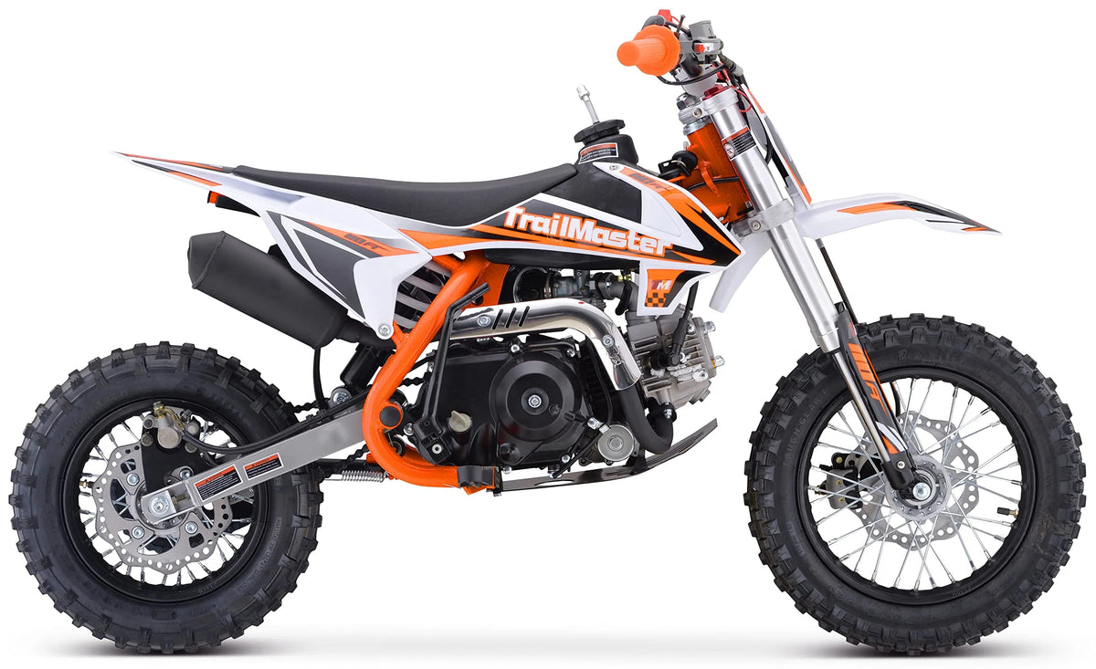 Moto tout-terrain Trailmaster TM15 110 cc semi-automatique à 4 vitesses, hauteur de selle de 24,21 pouces, freins à disque, cadre à double triangulation (rouge)