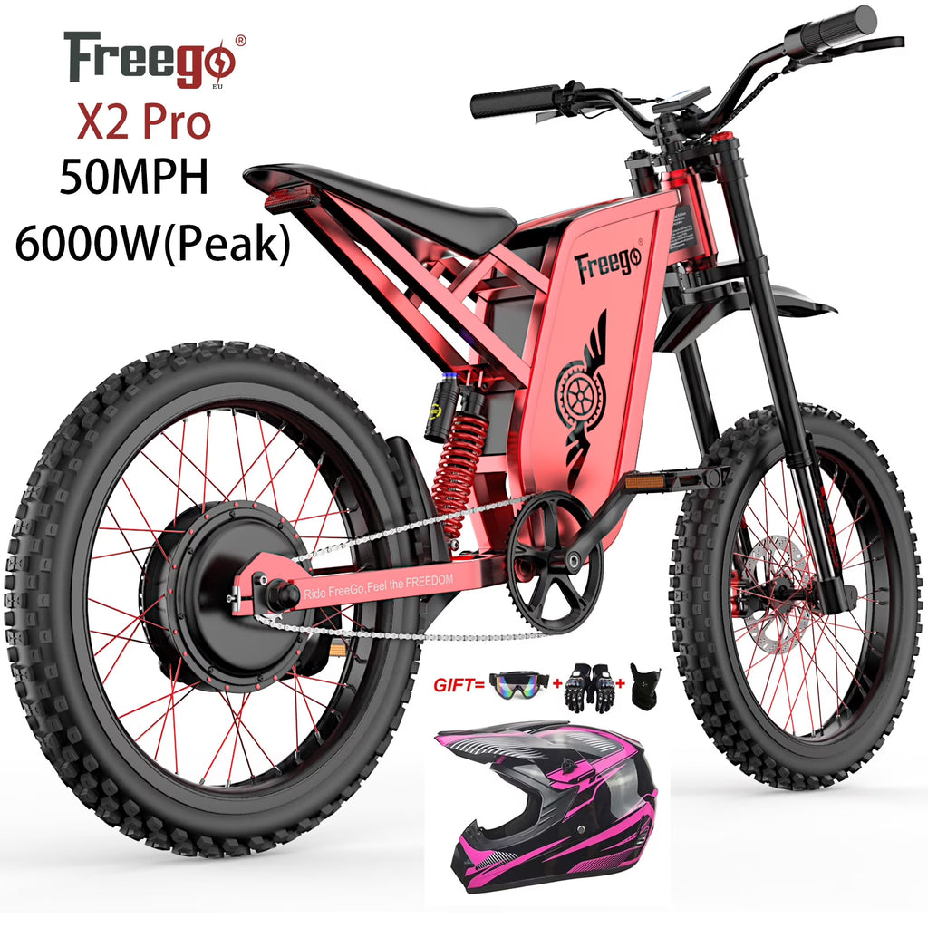 Moteur 6000W(Crête) Batterie 60V/35Ah, Moto électrique Freego X2Pro pour adultes, Vélo électrique  50MPH/7 Vitesses Vélo électrique tout-terrain, Suspension intégrale 19x2/Frein hydraulique à quatre pistons UL2849MTB