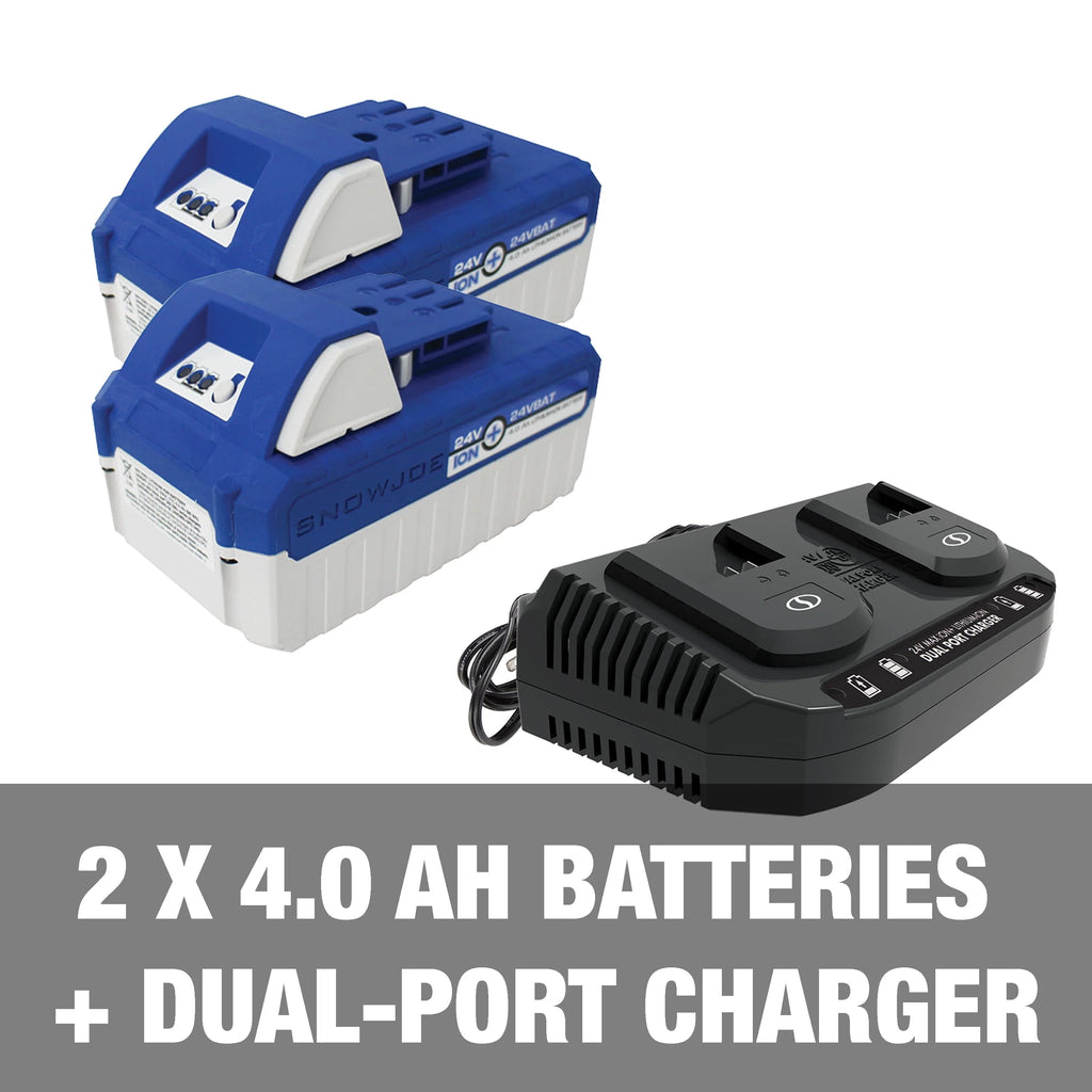 Souffleuse à neige sans fil Snow Joe 48 V de 15 pouces, moteur sans balais de 750 W, 2 batteries de 4,0 Ah et chargeur