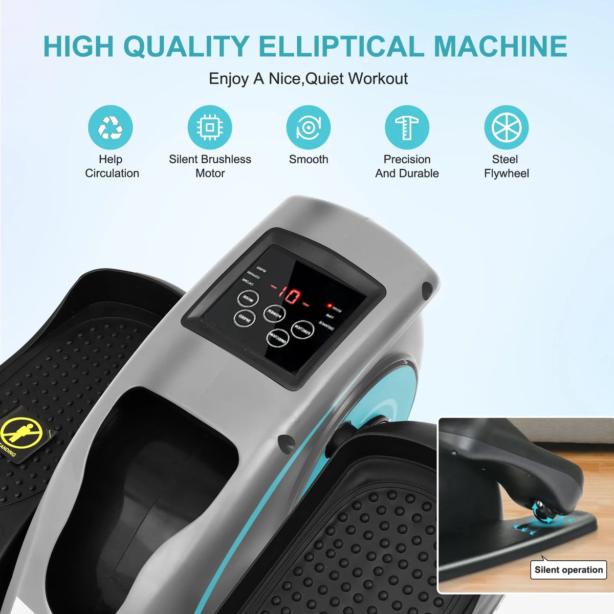 Vélo elliptique de bureau Baokaler, appareil d’exercice électrique pour les jambes assis, pour seniors, 12 vitesses réglables avec télécommande