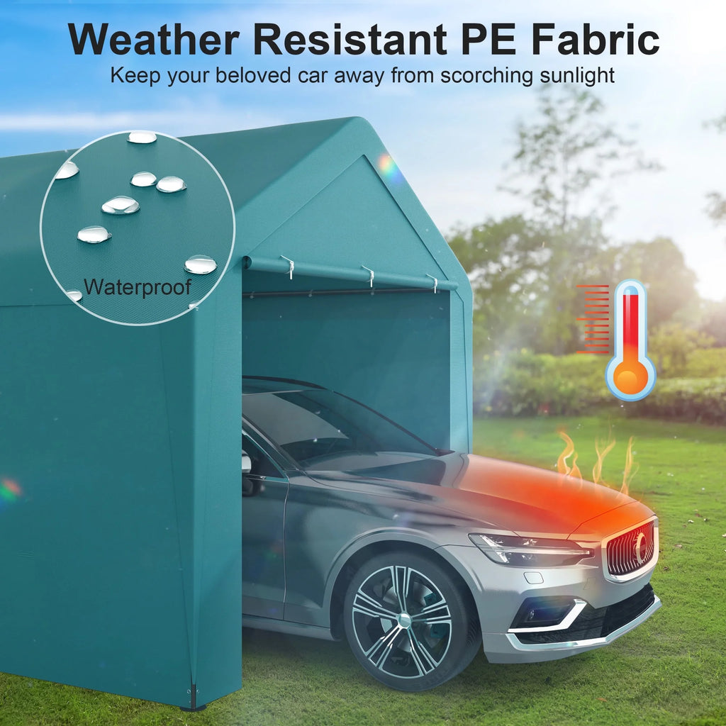 GOJOOASIS Carport, 10 x 20 Abri de voiture robuste avec paroi amovible, Garage portable en PE résistant à l'eau avec bâche toutes saisons Beige