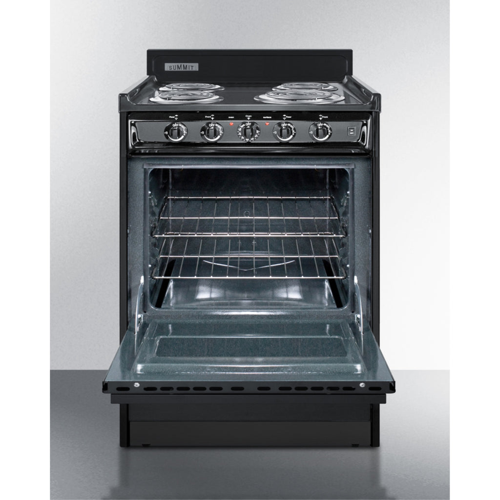 Cuisinière électrique à 24 pouces avec serpentins, en noir