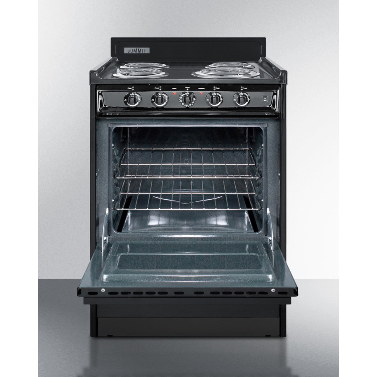 Cuisinière électrique à 24 pouces avec serpentins, en noir
