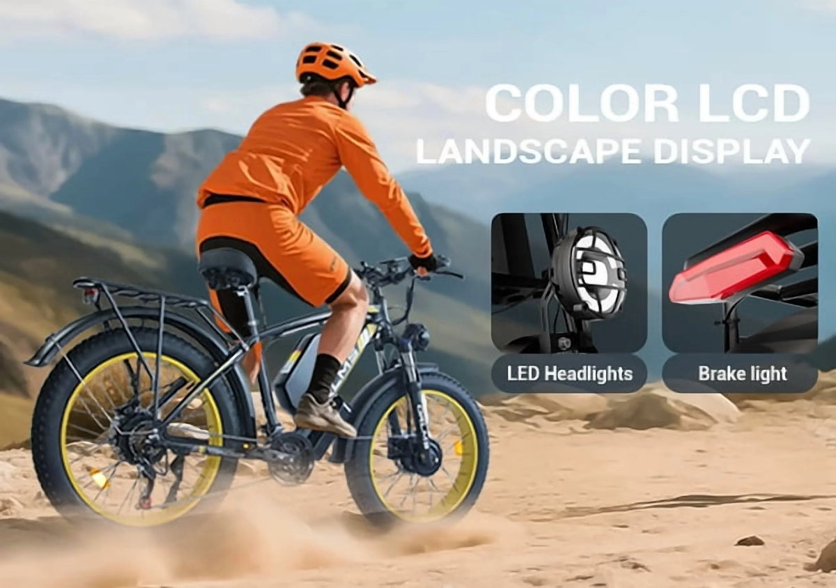 Vélo électrique 5000 W (crête) pour adultes, moto électrique avec batterie 60 V 25 Ah, vélo électrique à double moteur 80 km/h, vélo électrique à pneus larges 26 × 4,0, VTT à transmission intégrale et 21 vitesses pour tous les terrains UL 2849