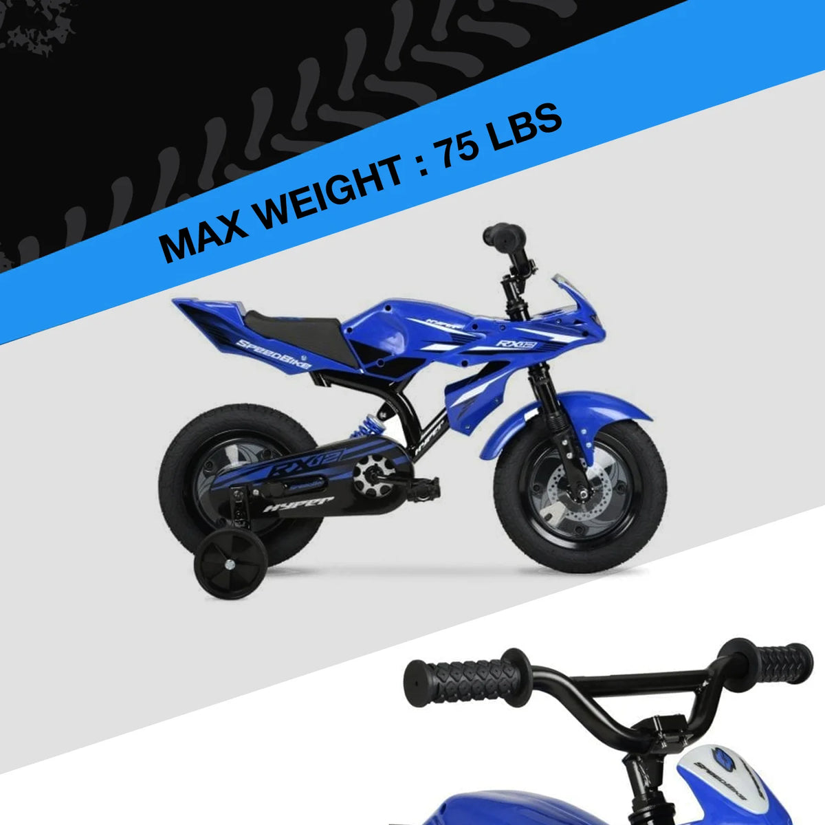 Vélo Hyper Speed 12, Vélo pour enfant ; Enfants de 2 à 4 ans, Bleu, Groupe de personnages : Speed