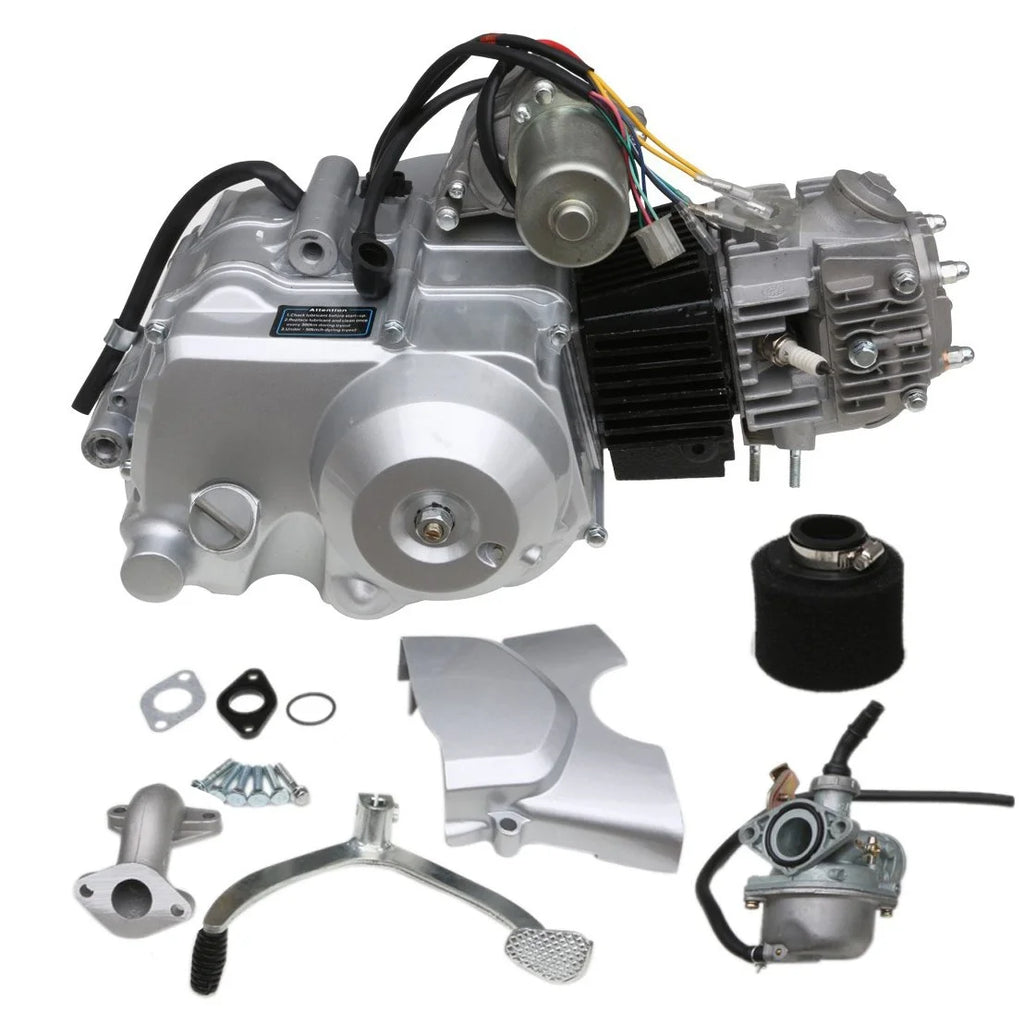Moteur semi-automatique 125cc 3 vitesses + marche arrière, démarrage électrique avec faisceau de câbles + batterie + échappement + kit complet pour ATV, quad, buggy, kart et véhicule à quatre roues Taotao Coolster 50cc, 70cc, 90cc, 110cc