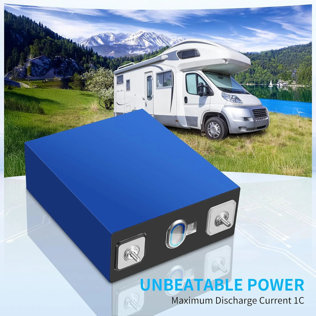 Lot de 4 batteries LiFePO4 de qualité A, 280 Ah, 3,2 V, rechargeables, à décharge profonde, avec écrous et barres omnibus, 8 000 à 10 000 cycles de vie, batteries de remplacement pour systèmes solaires, voitures et camping-cars