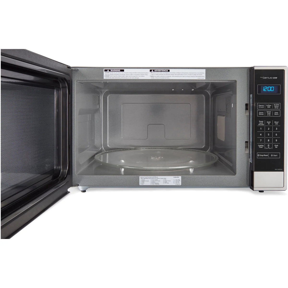 Panasonic 2,2 pi³ 1250 W Micro-ondes de comptoir avec technologie Inverter, Acier inoxydable NN-SN95HS