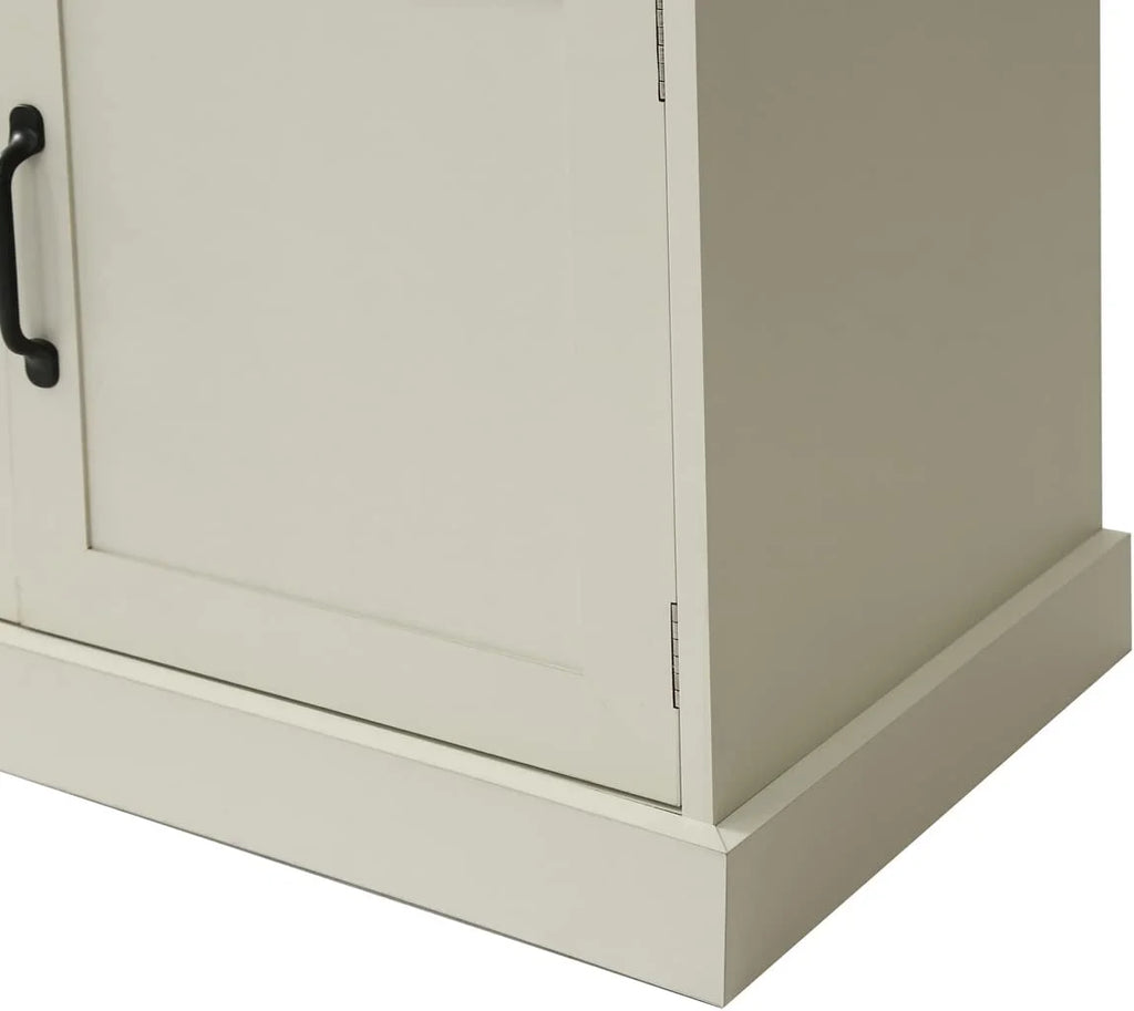 Vestiaire d’entrée avec banc rembourré et patères, banc d’entrée avec 3 crochets, 3 étagères ouvertes, 2 tiroirs et placards de rangement, banc de vestibule avec rangements et crochets pour entrée, vestibule ou couloir (beige)