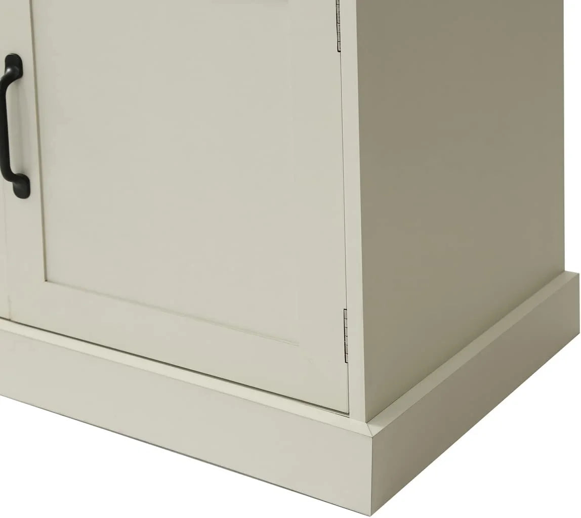 Vestiaire d’entrée avec banc rembourré et patères, banc d’entrée avec 3 crochets, 3 étagères ouvertes, 2 tiroirs et placards de rangement, banc de vestibule avec rangements et crochets pour entrée, vestibule ou couloir (beige)