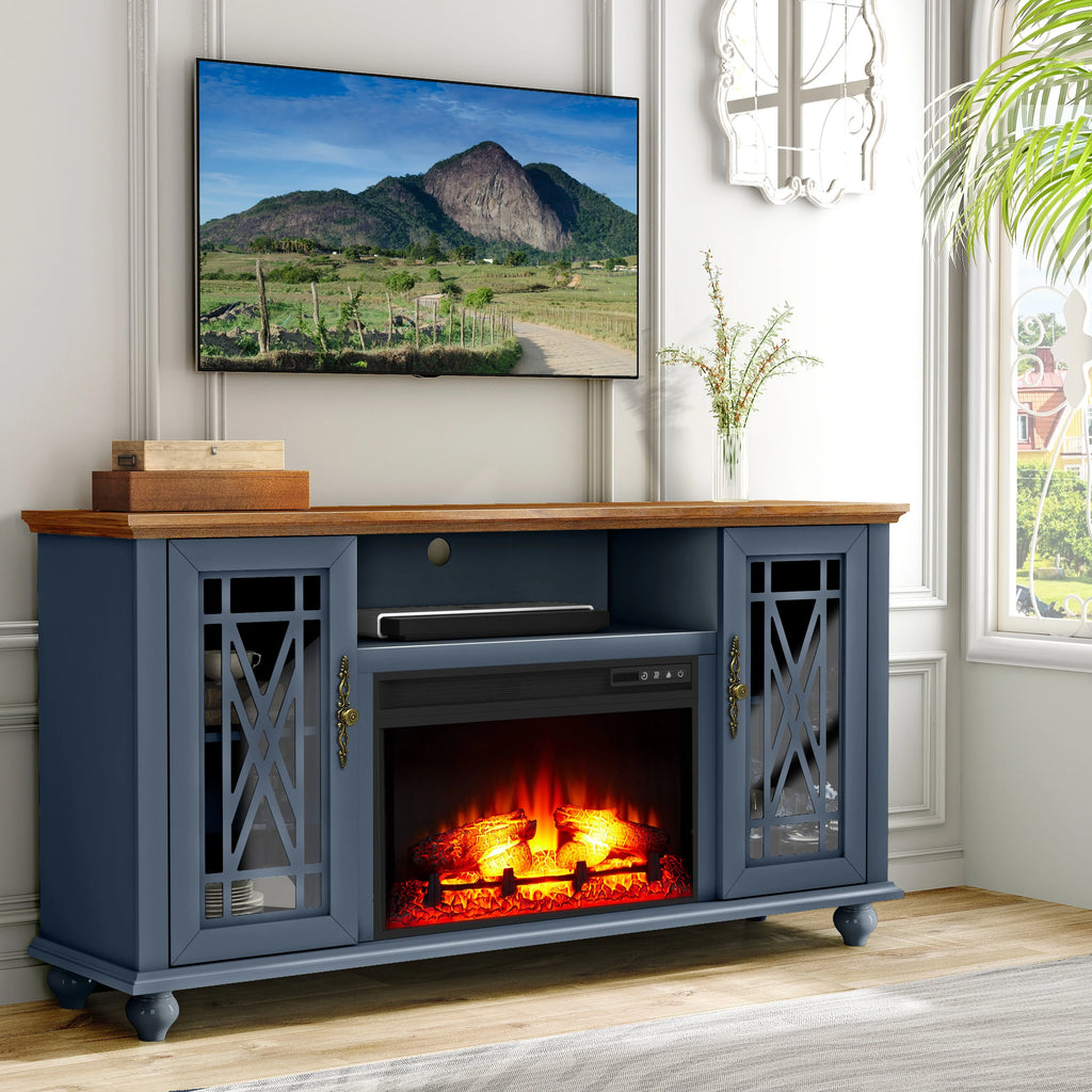 Meuble TV FESTIVO Elegant 61 avec cheminée - Vert