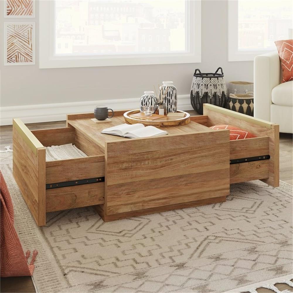 Table basse contemporaine en bois d'ingénierie Pemberly Row marron
