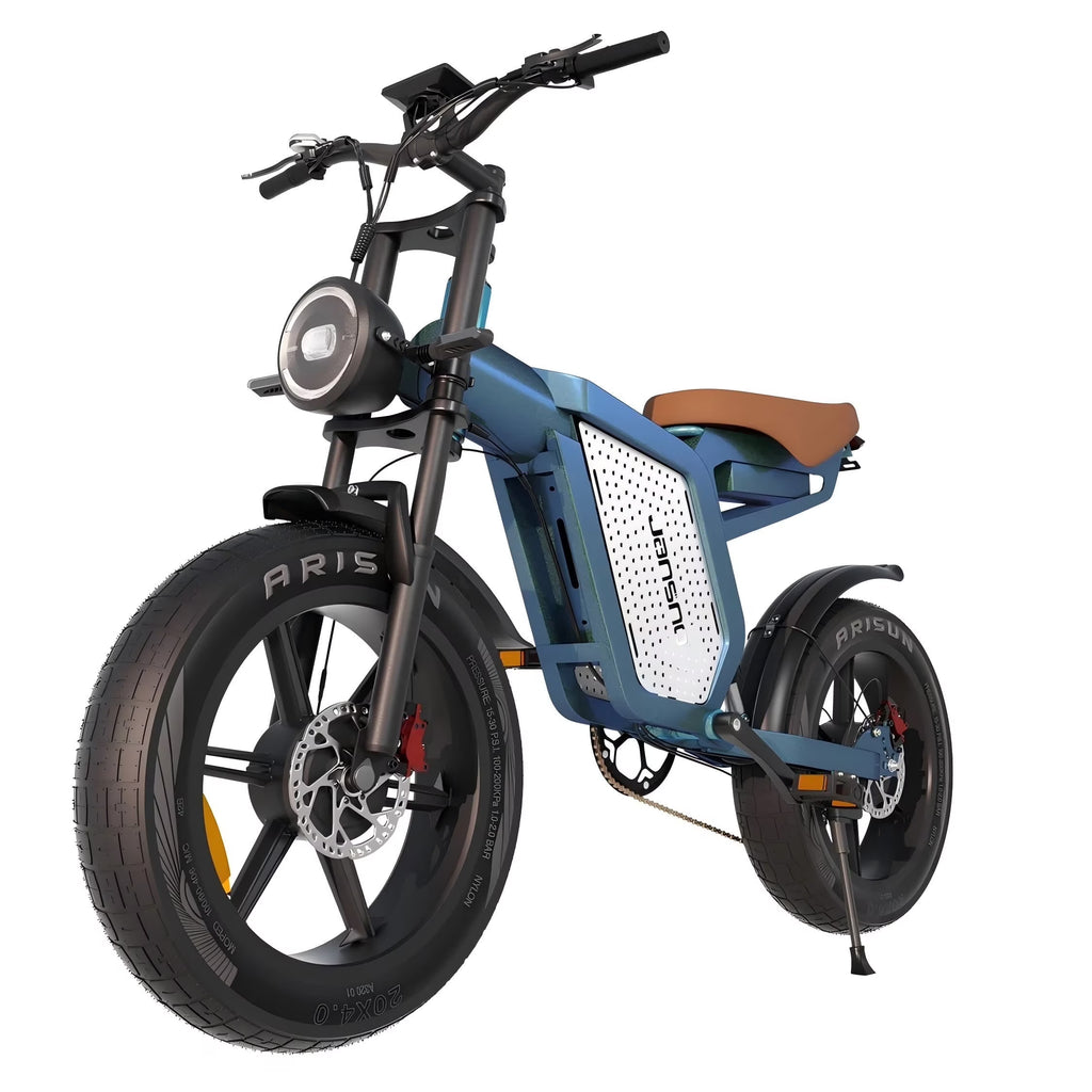 JANSNO X60 Vélo électrique à pneus larges 20 pouces, moteur électrique double 1500 W, double suspension, 48 V, 23 Ah, autonomie de 80 miles, moteur double 750 W*2, freins à disque hydrauliques, pour adulte, VTT, UL2849