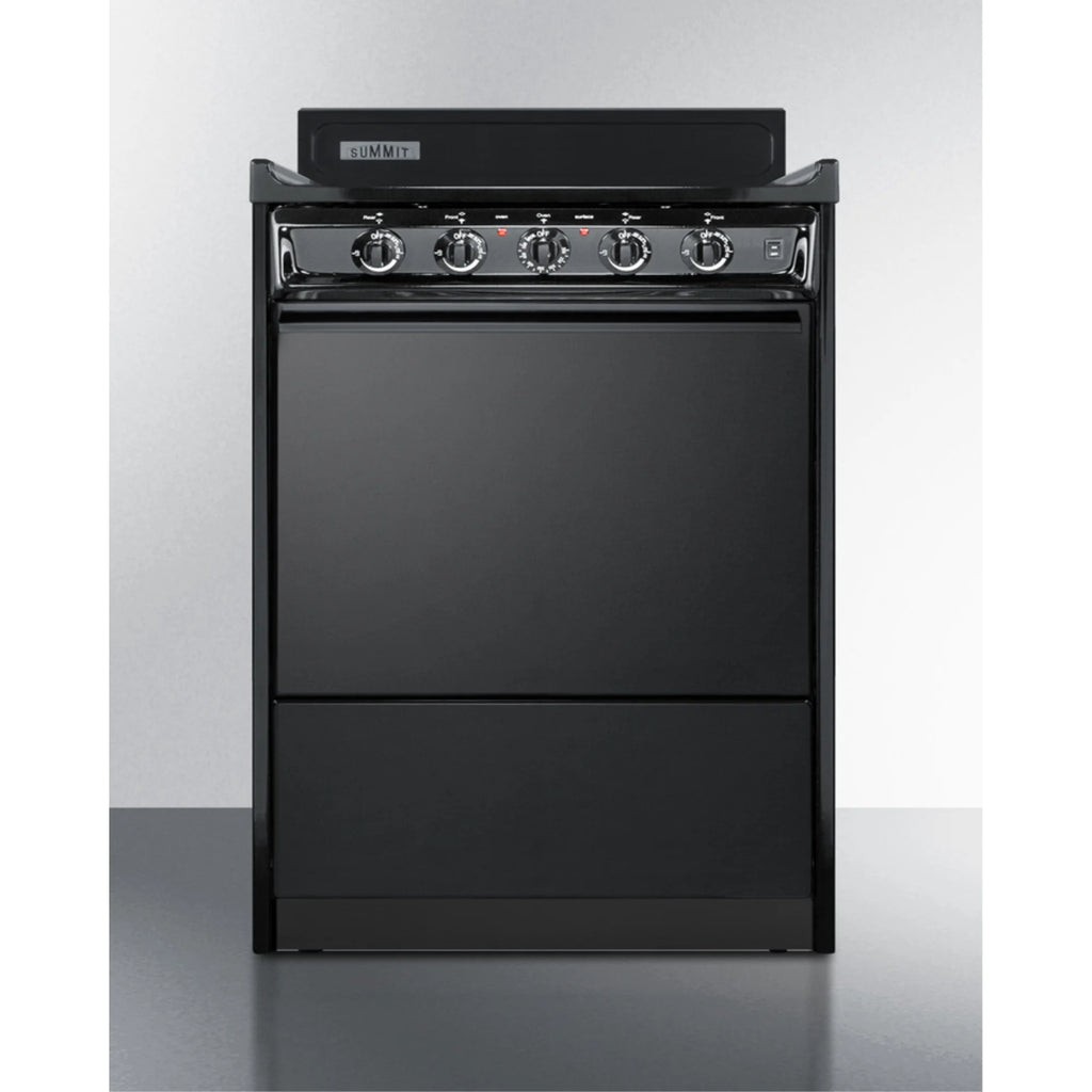 Cuisinière électrique à 24 pouces avec serpentins, en noir