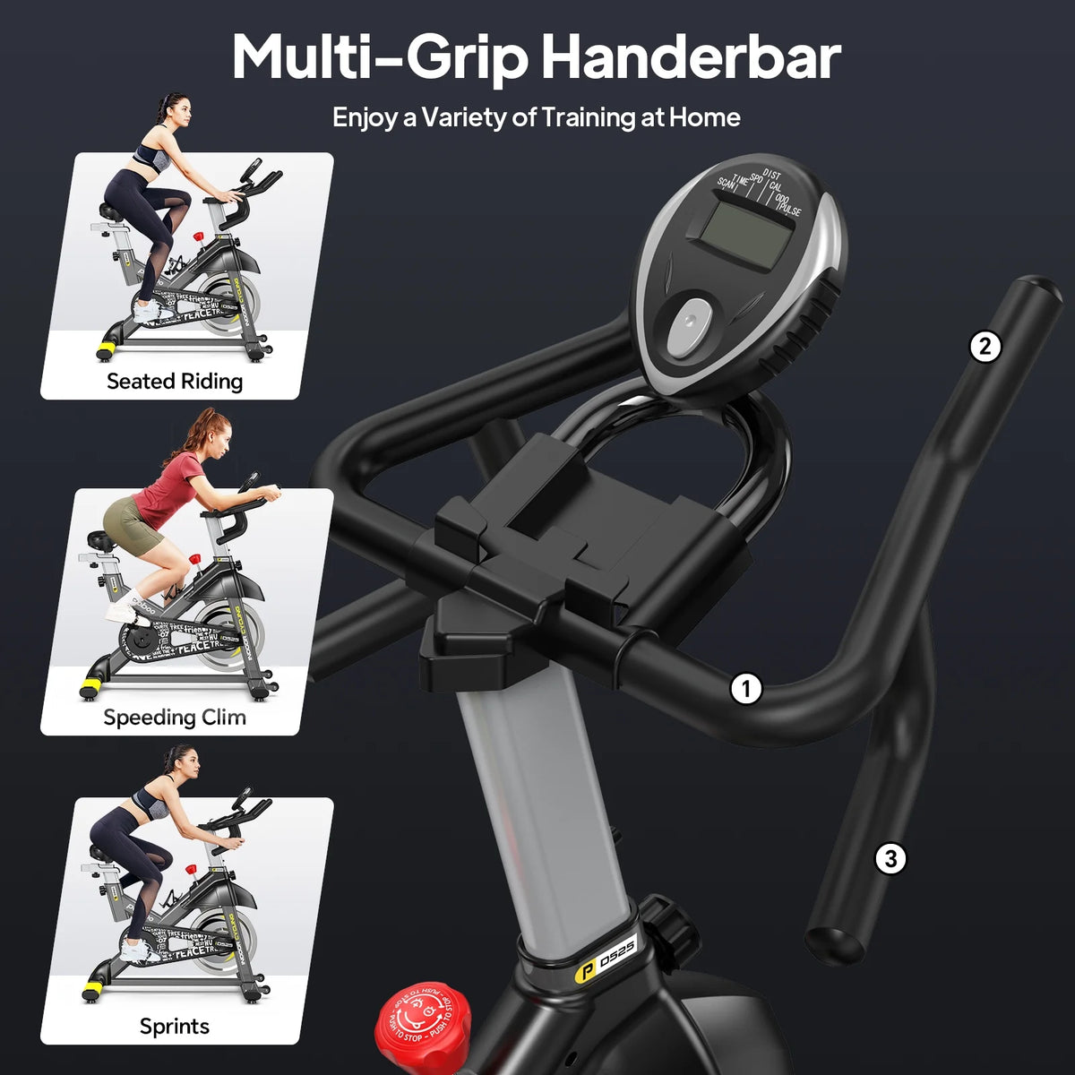 Vélo d’appartement Pooboo, vélo d’intérieur avec résistance réglable pour le domicile ou le bureau, appareil de cardio-training supportant jusqu’à 159 kg