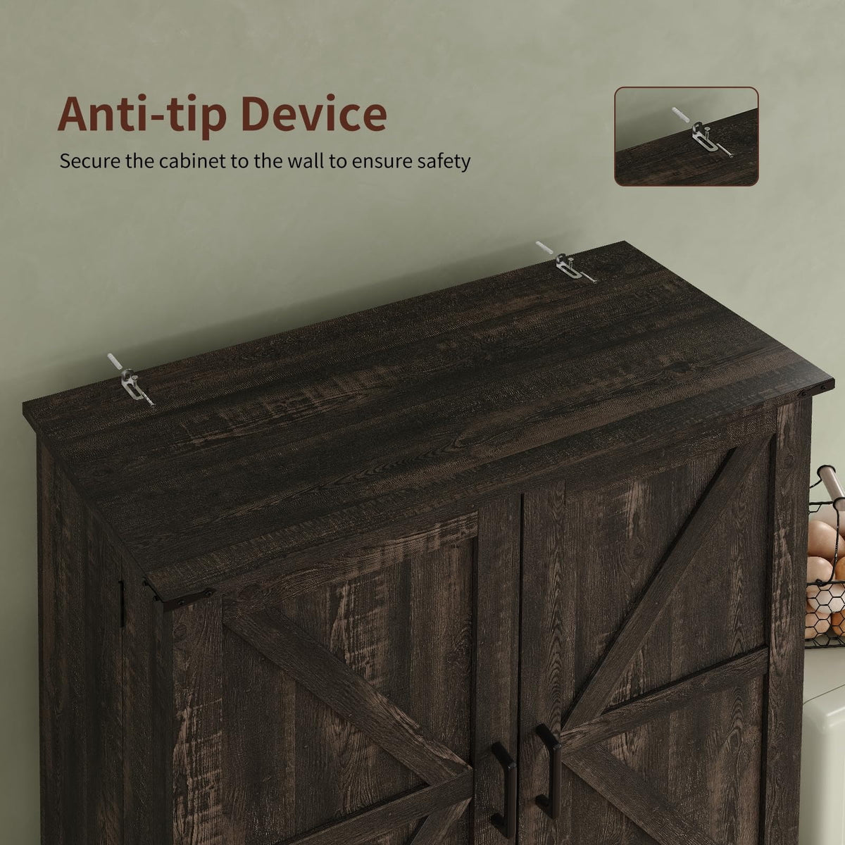 FUSOU Armoire de rangement de cuisine 72'', Armoire haute avec 8 étagères de porte, 2 placards et 1 tiroir, Meuble autoportant pour cuisine, salle à manger, salle de bain, buanderie