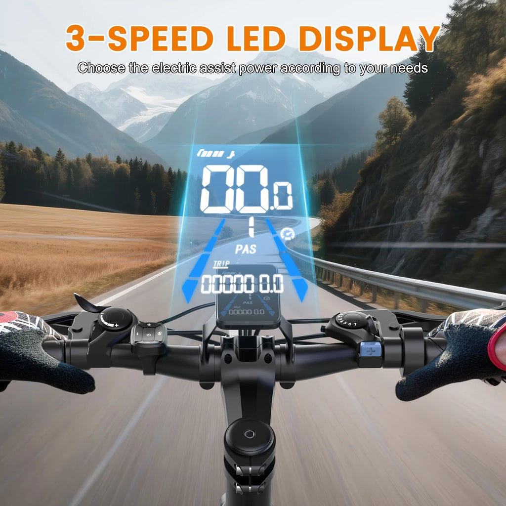 Vélo électrique MISODO pour adultes 26, puissance de crête de 750 W, VTT électrique 48 V 10 Ah, autonomie de 45 miles à 25 mi/h, VTT électrique tout-terrain pour adultes, professionnel, 7 vitesses, UL2849