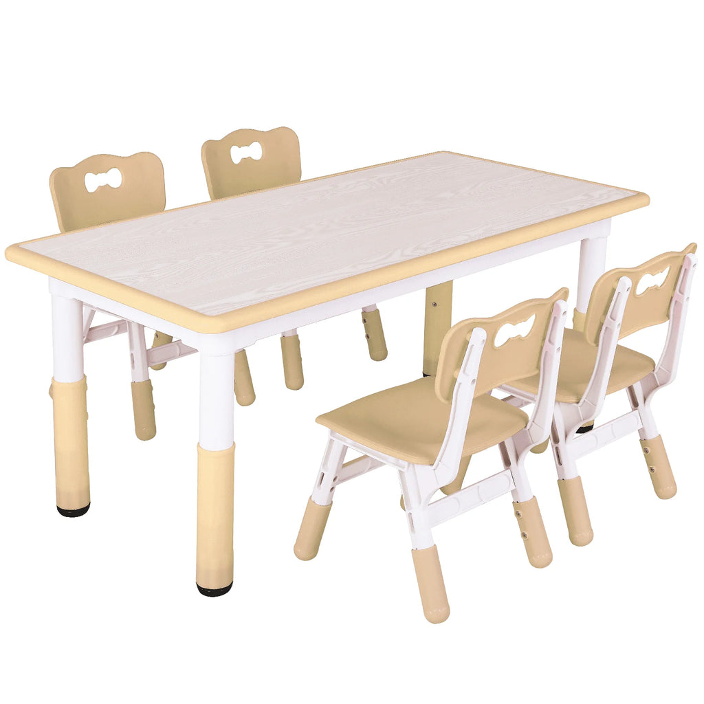 Ensemble table et 4 chaises pour enfants LAZY BUDDY, bureau réglable en hauteur pour tout-petits avec plateau graffiti, ensemble de table d’activités pour enfants pour crèche et maison