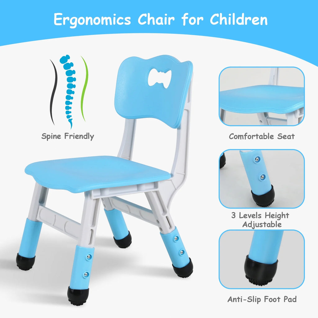 Ensemble table et 4 chaises pour enfants LAZY BUDDY, bureau réglable en hauteur pour tout-petits avec plateau graffiti, ensemble de table d’activités pour enfants pour crèche et maison
