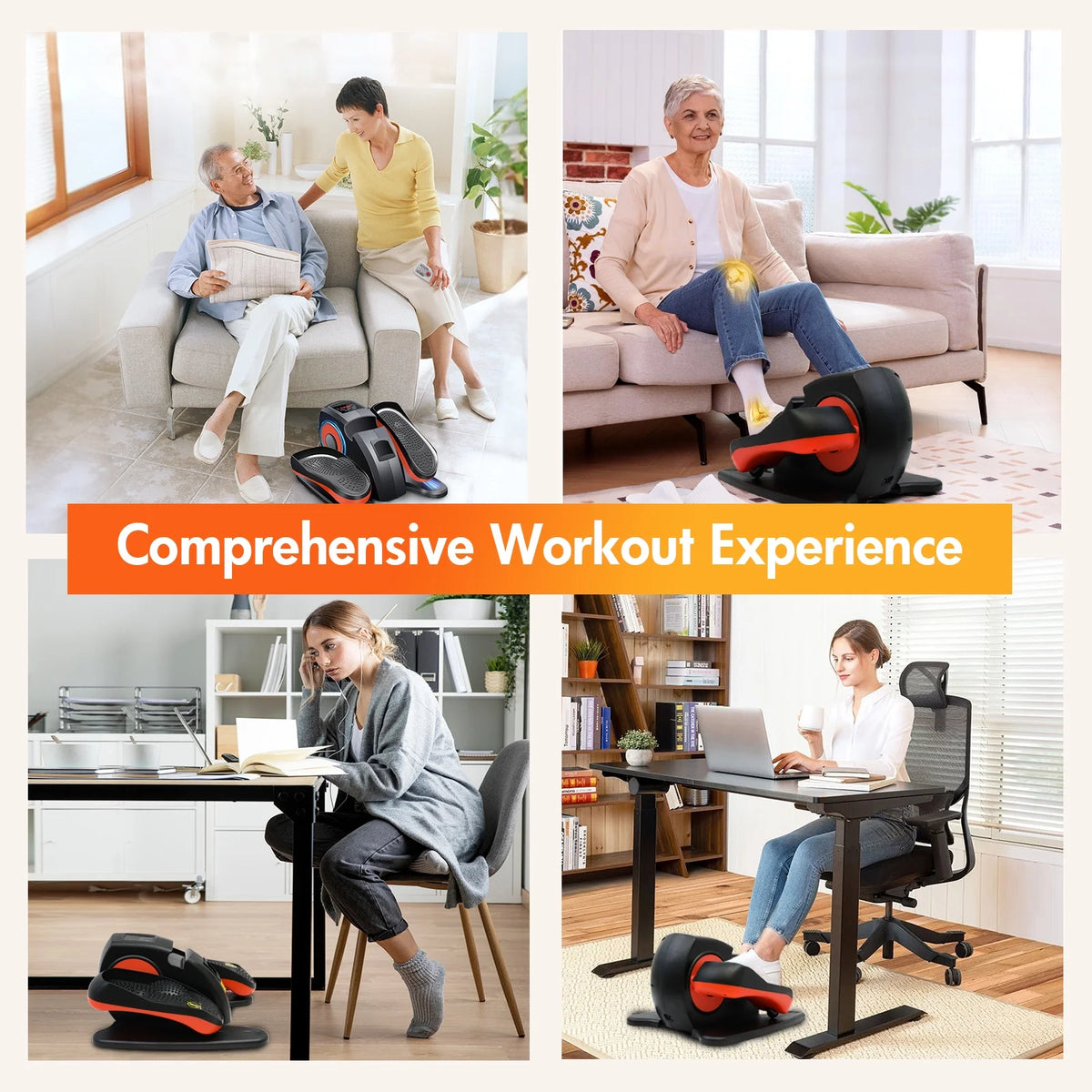 Vélo elliptique de bureau Baokaler, appareil d’exercice électrique pour les jambes assis, pour seniors, 12 vitesses réglables avec télécommande