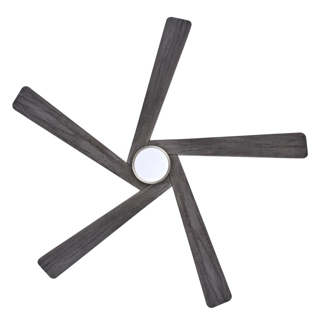 Ventilateur de plafond WINGBO 54 pouces à courant continu avec éclairage et télécommande, 5 pales réversibles en bois sculpté, laiton/noir