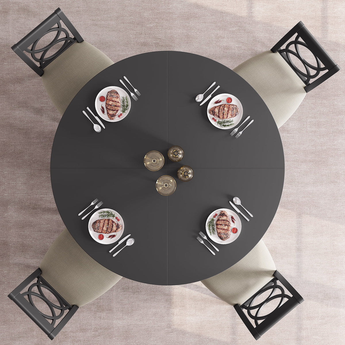 Ensemble de grande table à manger ronde de 47 po pour 4 à 6 personnes, table à manger en bois de style milieu du siècle avec plateau large et piètement en X, table de salle à manger pour la maison, la salle à manger ou le salon (chaises non incluses)