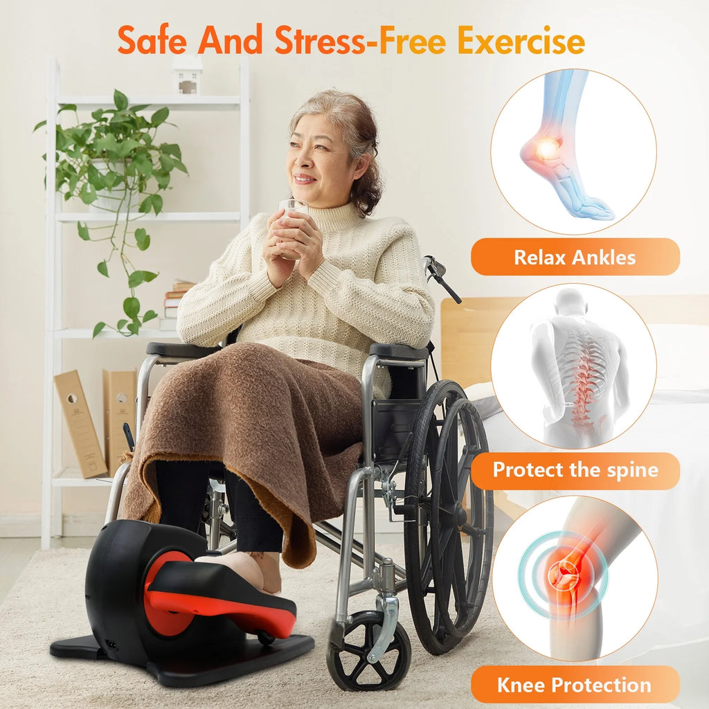 Vélo elliptique de bureau Baokaler, appareil d’exercice électrique pour les jambes assis, pour seniors, 12 vitesses réglables avec télécommande