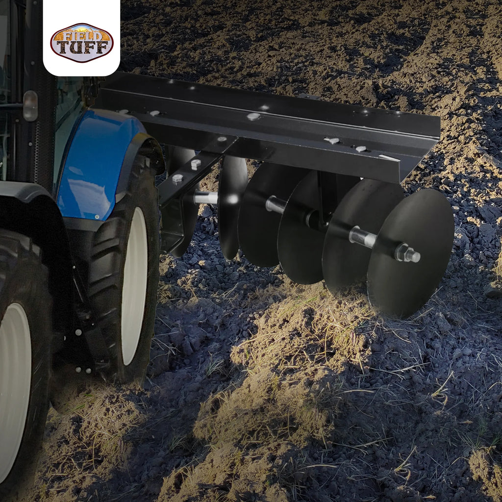 Field Tuff 39 po Cultivateur de sol de jardin à remorque avec attelage de translation et herse à disques