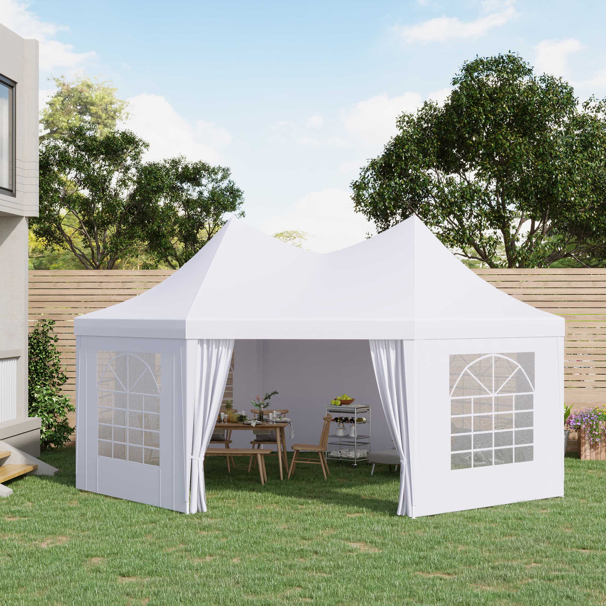 Outsunny 22,3' x 16,4' Tonnelles de réception blanches pour extérieur, portables