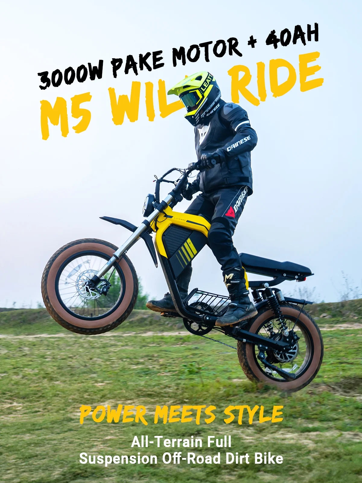 Luckeep M5 Electric Bike for Adults/Teen, 1500W Peak Motor, Max 32MPH,48V 15AH Battery, Max 60 Miles Electric Motorcycle for Mountains,20 Fat Tire Electric Dirt Bike,Sand,Road,Full Suspension
