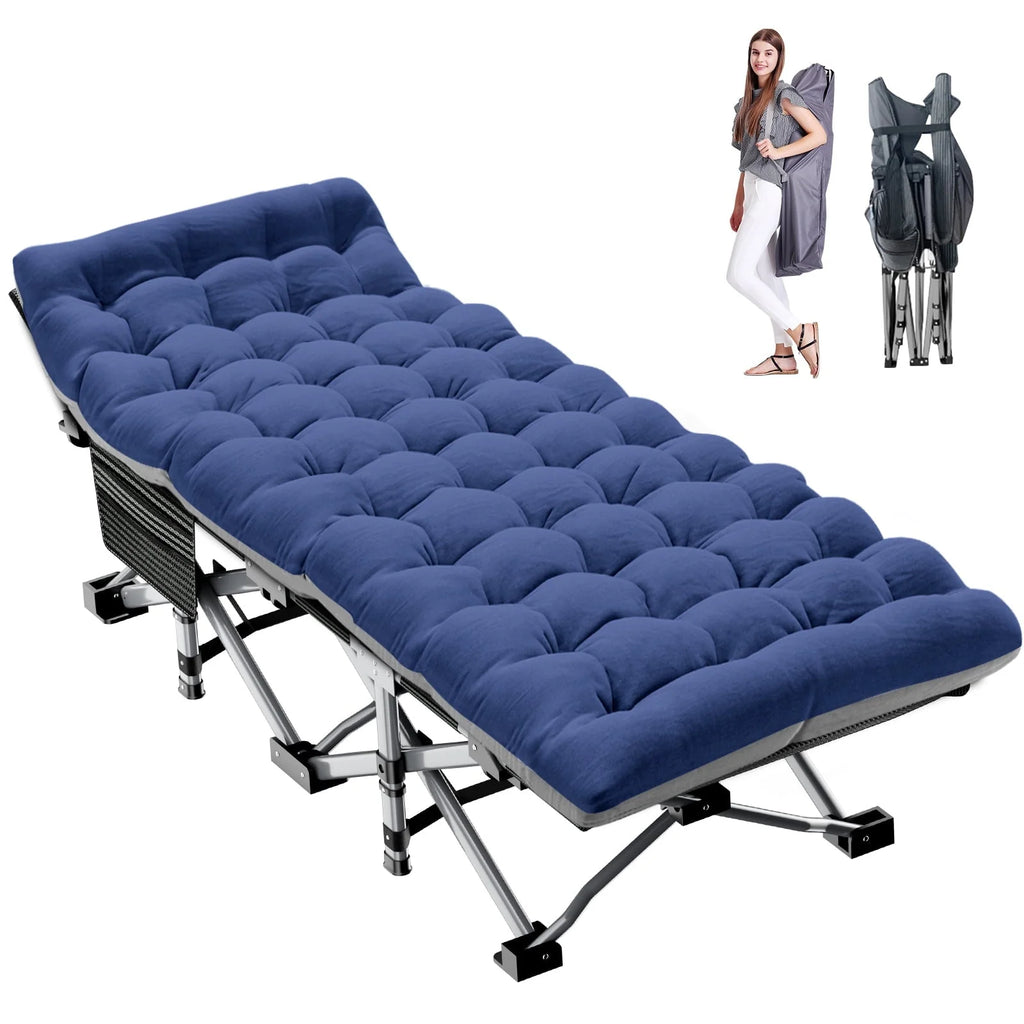 Lot de 2 lits pliants Slsy avec matelas réversible de 8,4 cm, lits de camping pliants 75 × 28 avec sac de transport, lits d’appoint portables