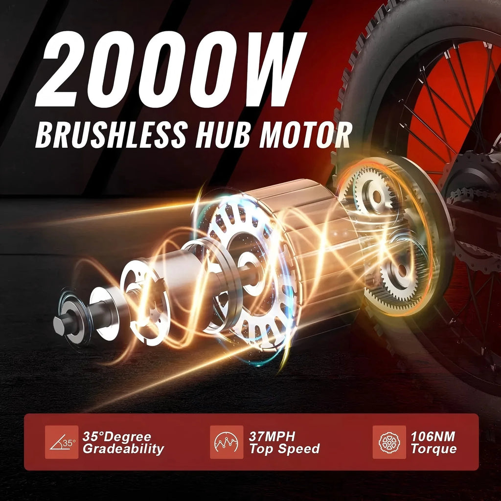 Moto électrique Ridingtimes GT73 2400W 48V 18.2AH*2 VÉLO électrique avec pneus 25 écran numérique Acier au carbone,NOIR