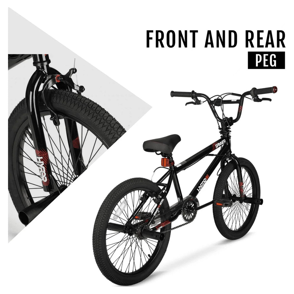 20 Hyper Bicycles Vélo BMX Spinner pour garçon, Noir, Tranche d'âge 8 à 13 ans, Enfant, Préadolescent