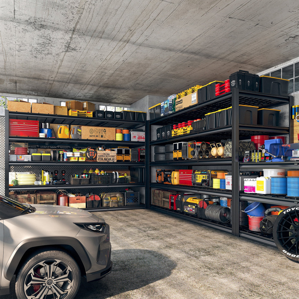 Étagères de garage REIBII 60 po, capacité de 3 000 lb, étagères de rangement robustes et réglables à 5 niveaux, rayonnage métallique, 60 po l x 24 po P x 72 po H