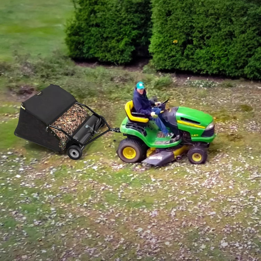 Dextrus 42 Ramasse-pelouse et ramasse-feuilles remorque pour jardin et pelouse Capacité de 12 pi³ Ensemble pour tracteur