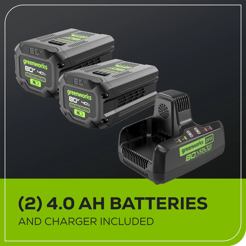 Nettoyeur haute pression Greenworks 80 V 3 000 PSI avec (2) batteries de 4 Ah, chargeur rapide DP