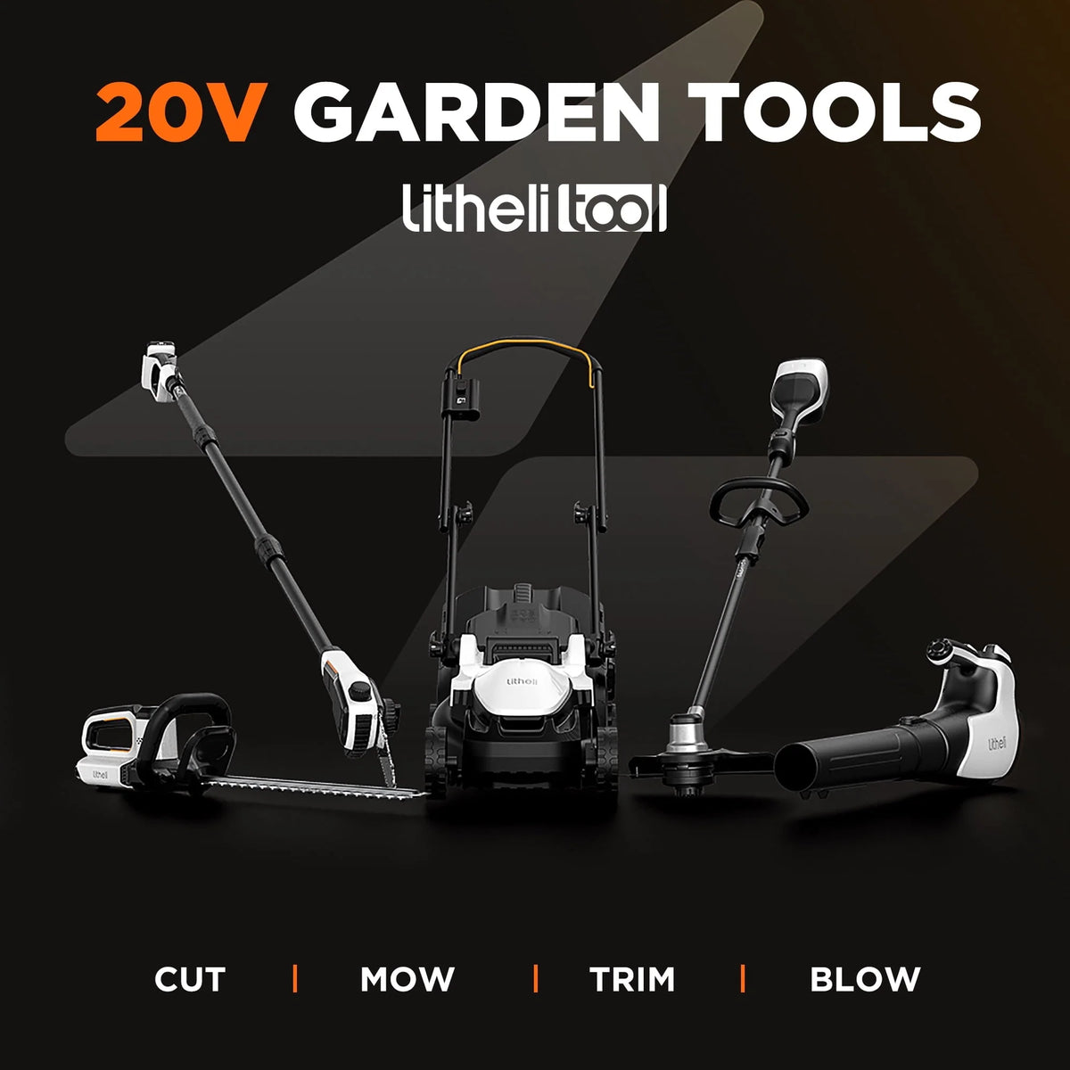 Tondeuse à gazon sans fil Litheli 13 pouces, 5 hauteurs de coupe réglables, tondeuse électrique 20 V série U20 pour jardin avec moteur sans balais, batterie portable 4,0 Ah incluse