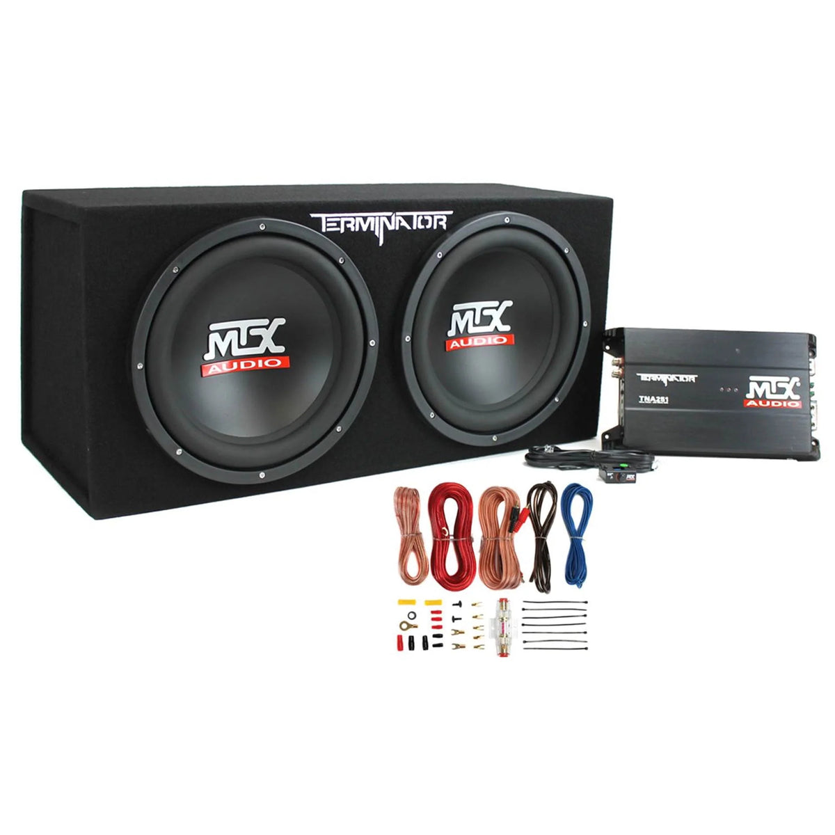 MTX 12 1200W Subwoofer auto à double haut-parleur, enceinte de basses, amplificateur et kit d'amplification