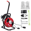 Machine de débouchage Roromall 50 pi/75 pi/100 pi x 3/8 po/1/2 po, furet électrique pour égouts avec 4 coupe-racines, pédale de commande à air, gants