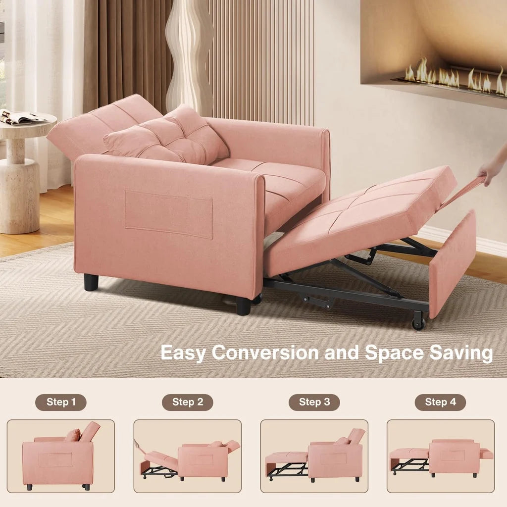 Fauteuil convertible avec couchage, canapé-lit convertible 3-en-1 Aiho avec fauteuil inclinable et couchage gigogne - Gris foncé